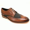 Men'S Formal And Work Shoes | Marlows Mens M410B Tan Leather Lined Heringbone Tweed Panel Lace Up Brogue Shoe