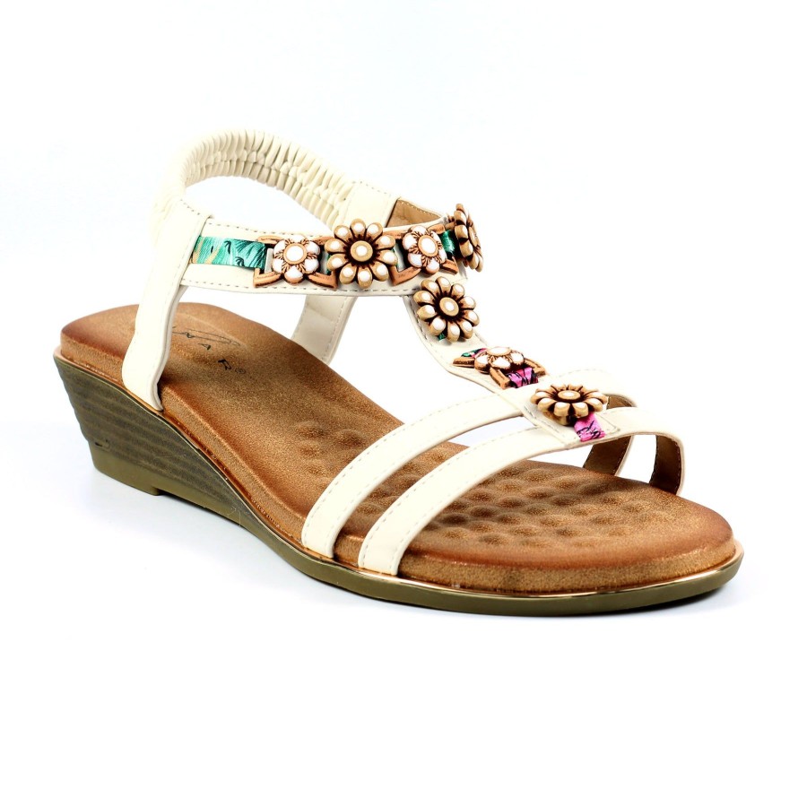 Ladies Styles | Lunar Lunar Wedge Sandal Frankie White Jlh435Wt