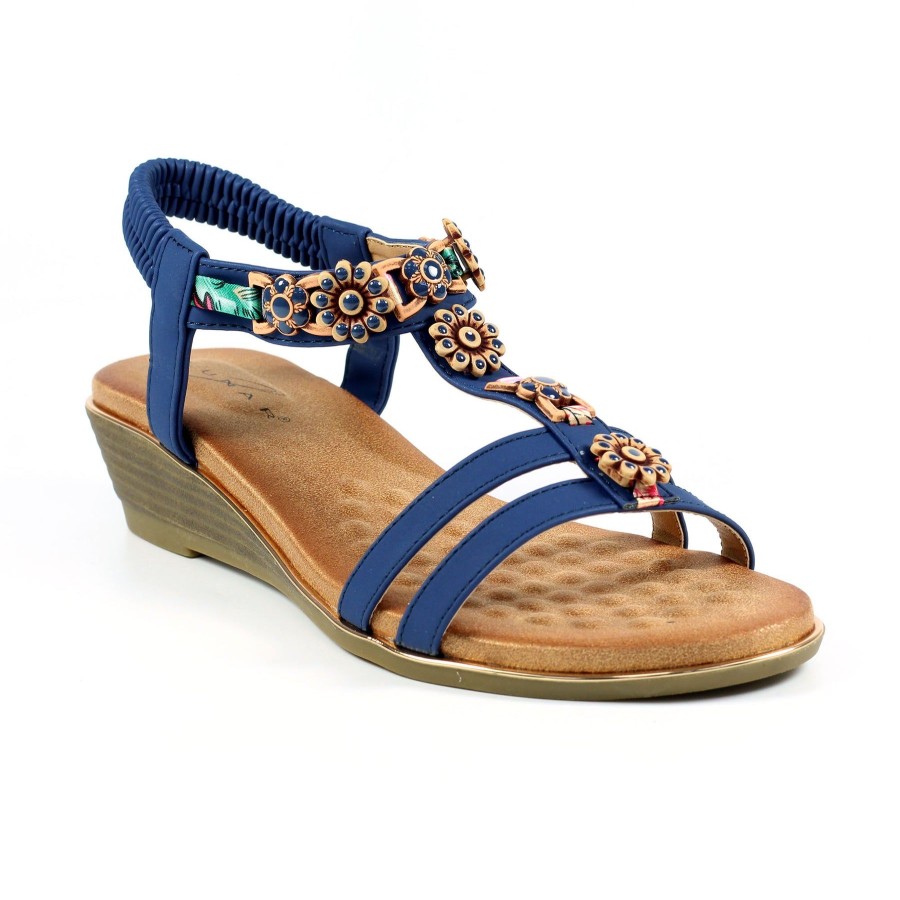 Ladies Styles | Lunar Lunar Wedge Sandal Frankie Navy Jlh435Bl