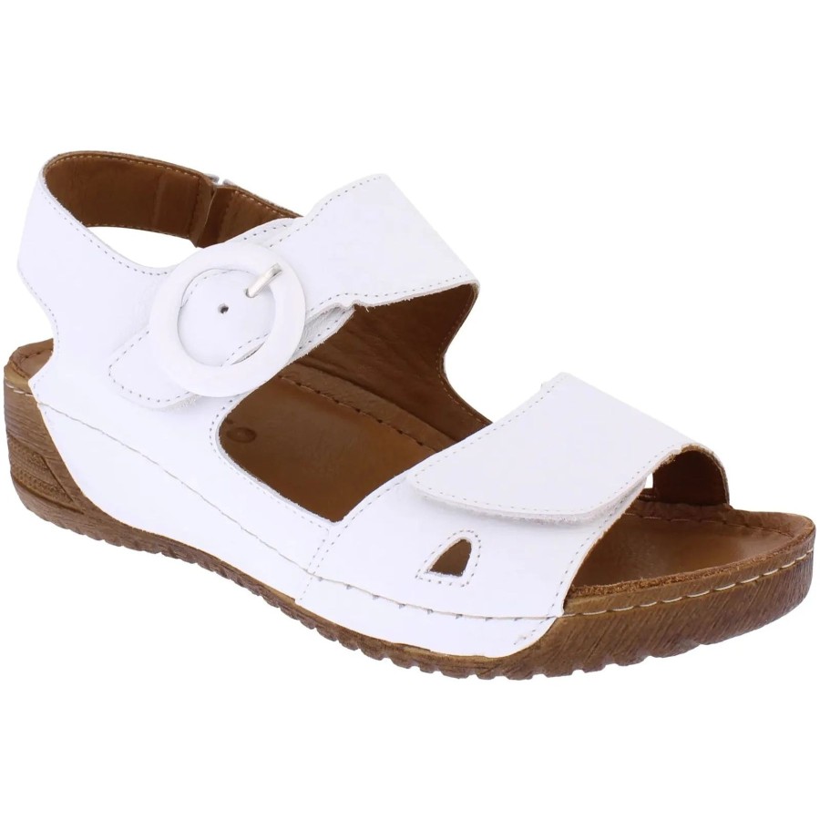 Ladies Styles | Adesso Adesso Lily White Soft Leather Sandal A7195