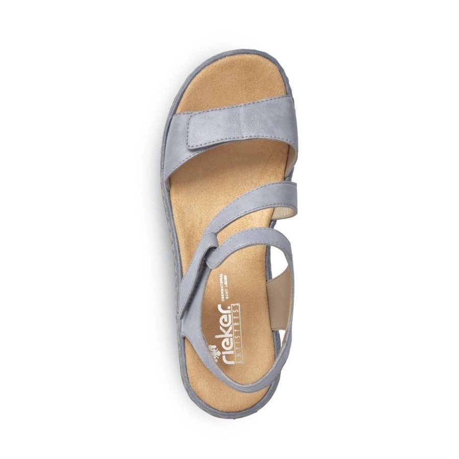 Sandals And Toe-Posts | Rieker Rieker Sandal With Touch Fastening Strap Blue Leather 659C7-12