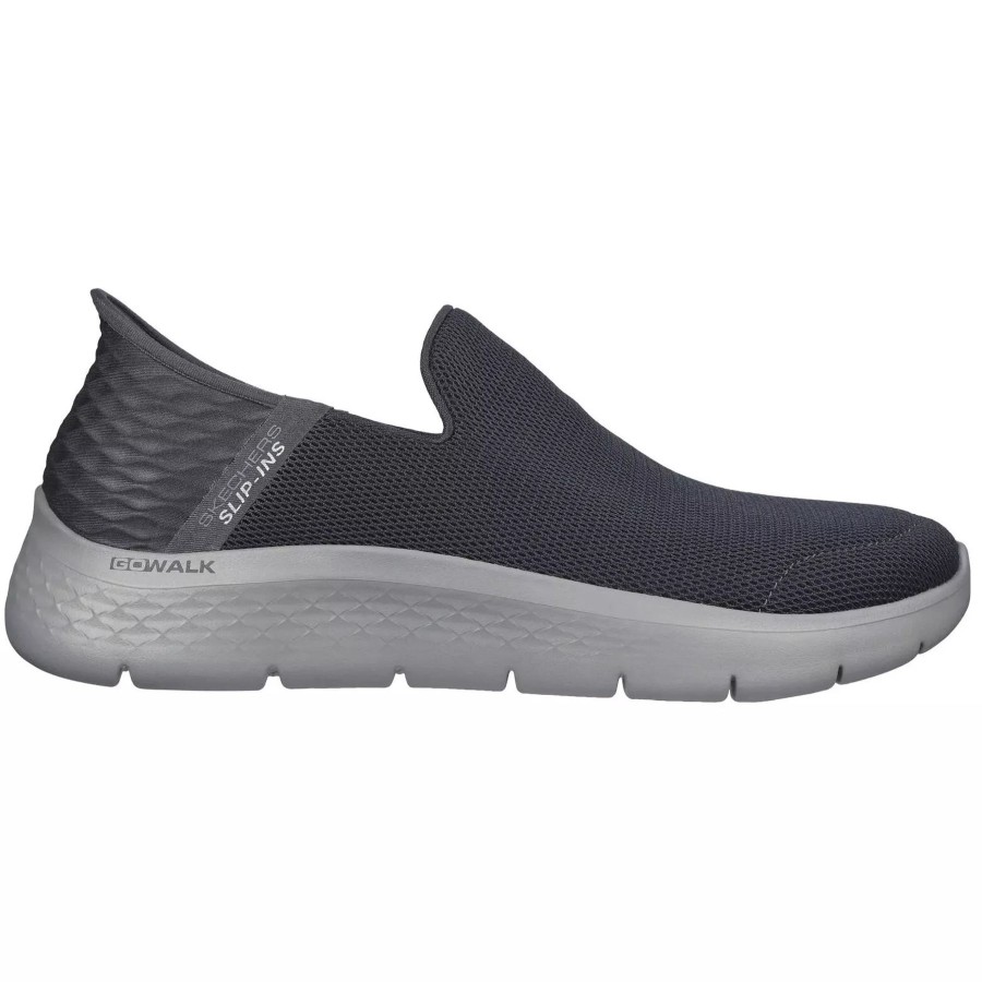 Men'S Styles | Skechers Skechers 216491 Go Walk Flex No Hands Mens Dark Grey Textile Slip On Trainers