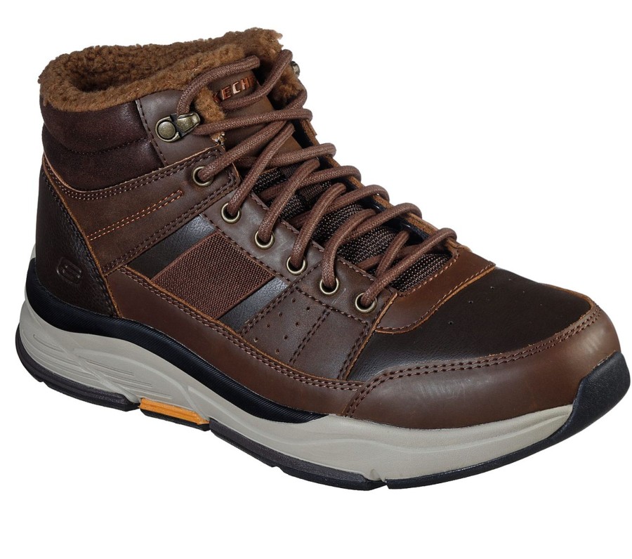 Men'S Formal And Work Shoes | Skechers Skechers Ankle Boot Benga - Voren Brown 66199 Brn Relaxed Fit