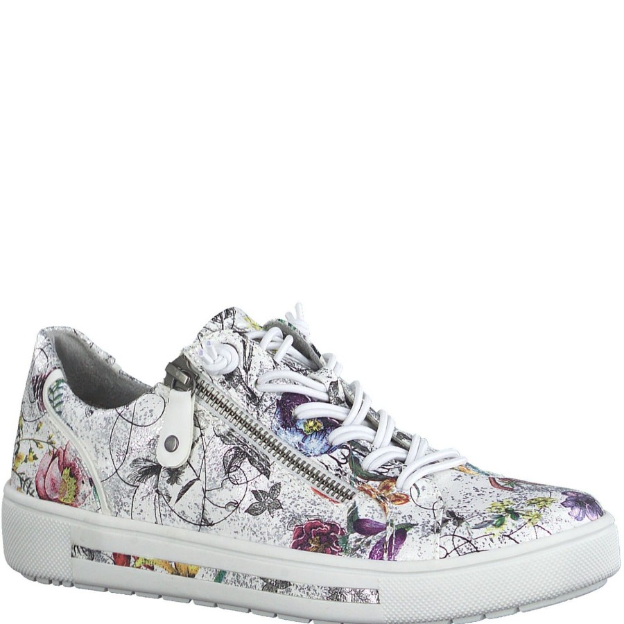 Shoes And Trainers | Jana Jana Trainer Wide Fit White Flower 23661-149