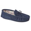 Ladies Styles | Marlows Ladies Lily Moccassin Slipper Navy Suede