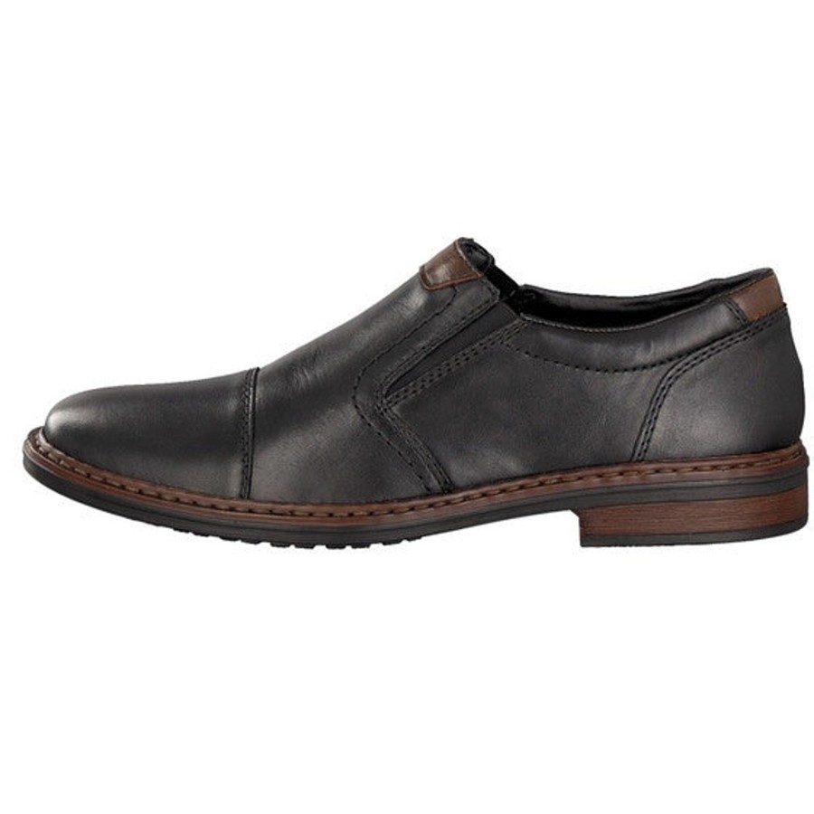 Men'S Formal And Work Shoes | Rieker Rieker Men Slip-On Shoe In Black Leather 17659-00