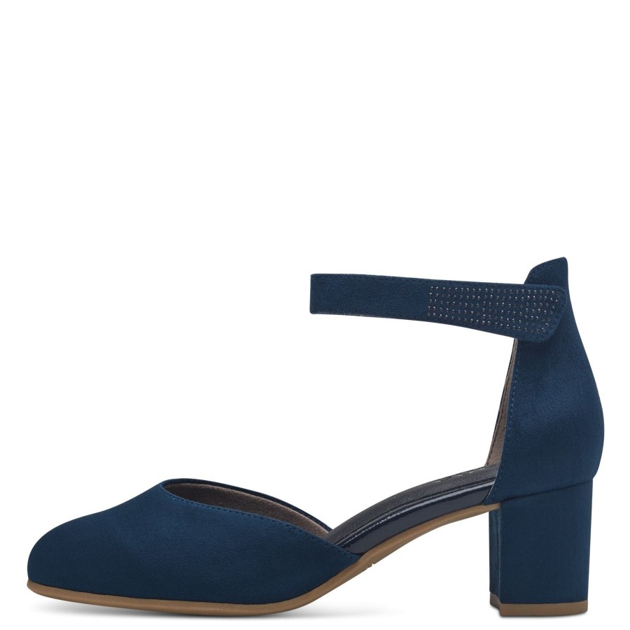 Ladies Styles | Jana Jana 24475 Navy Wide Fitting Block Heel Bar Shoe 24475-805