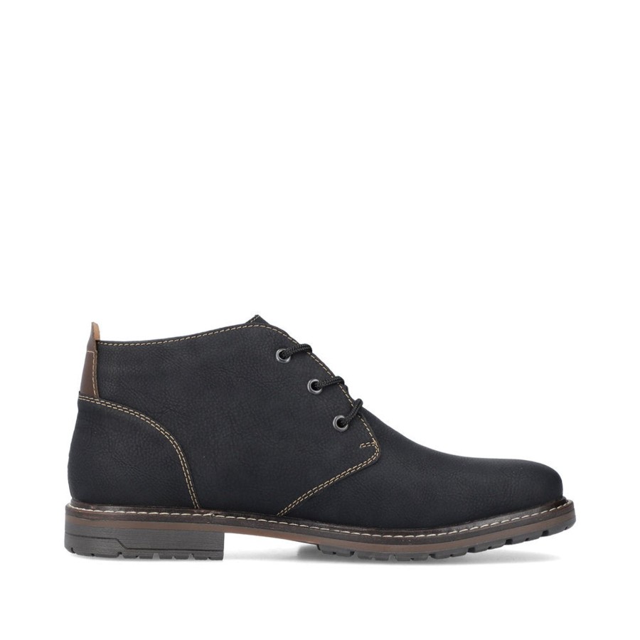 Men'S Styles | Rieker Rieker Men'S Ankle Boot With Lace 13739-00 Black