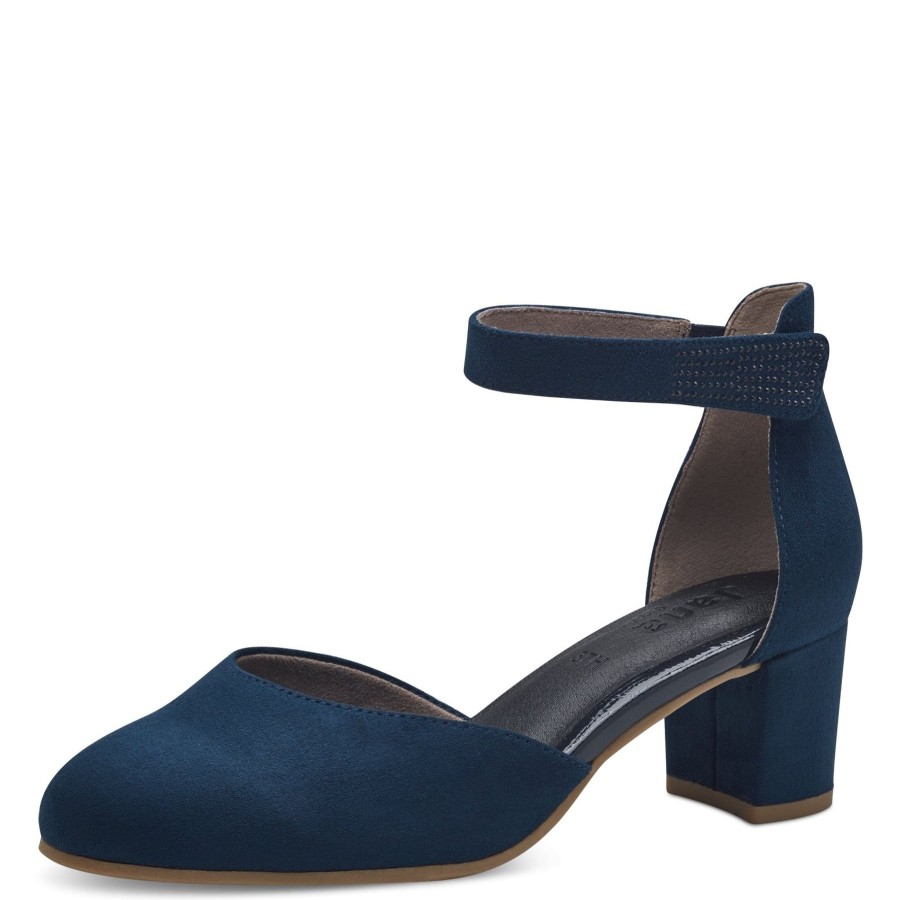 Shoes And Trainers | Jana Jana 24475 Navy Wide Fitting Block Heel Bar Shoe 24475-805