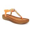 Sandals And Toe-Posts | Lunar Lunar Sandal Acorn Orangejlh107 Beaded Toe Post