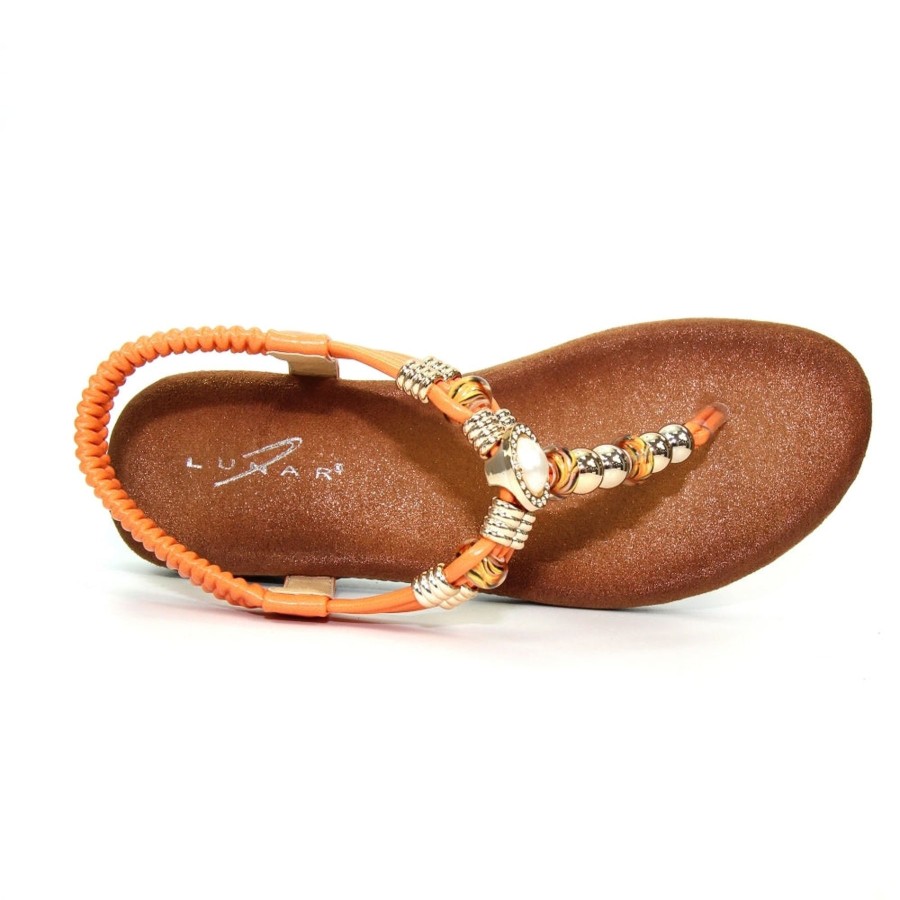 Sandals And Toe-Posts | Lunar Lunar Sandal Acorn Orangejlh107 Beaded Toe Post