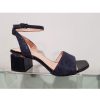 Wedding And Party Wear | Bioeco Bioeco 3942 Navy Block Heel Dress Sandal Matching Bag Available