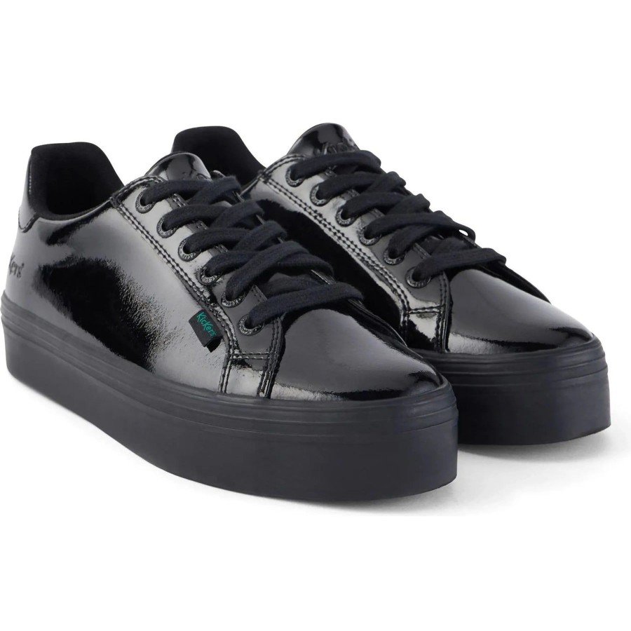 Back To School | Kickers Kickers Tovni Stack Blackpatent Leather Lace Up Shoes