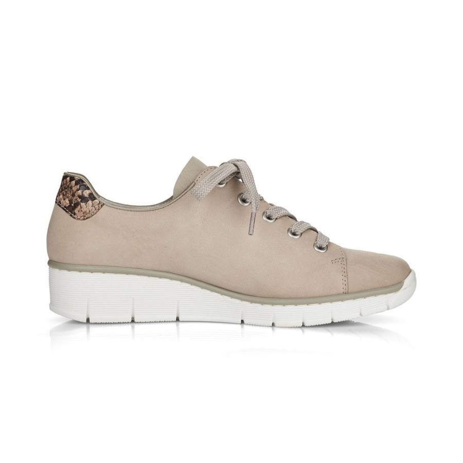 Shoes And Trainers | Rieker Rieker Trainer Style Casual Shoe With Lace And Zip 53711-60 Beige