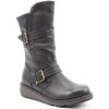 Long Boots And Riding Boots | Heavenly Feet Heavenly Feet Mid Calf Boot With Buckles And Zip Hannah Black