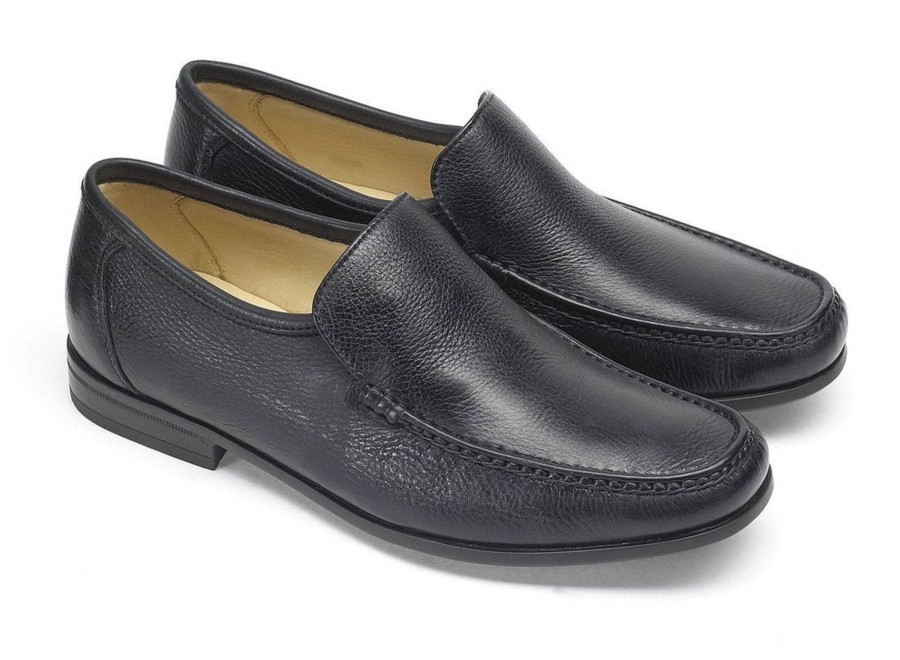 Men'S Formal And Work Shoes | Getz Anatomic & Co Slip On Shoe Torres Black Soft Leather Formal Shoes 828226 Rrp £105