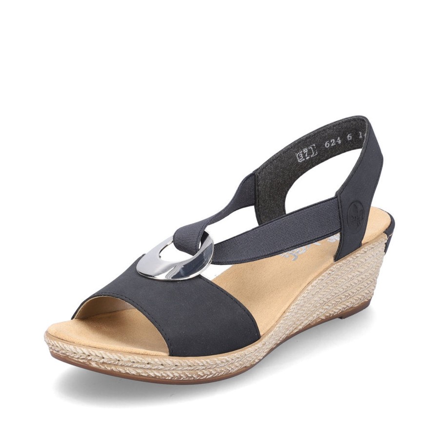 Ladies Styles | Rieker Rieker Women Smart Wedged Sandal Navy 624H6-14