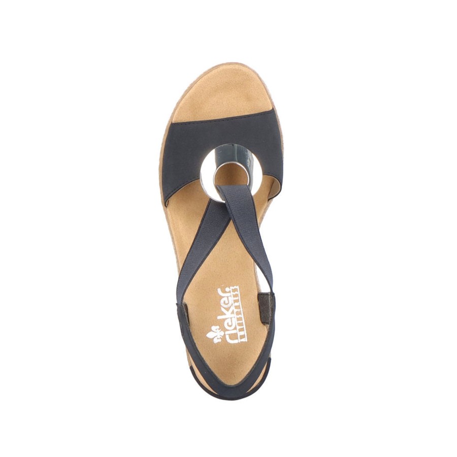 Ladies Styles | Rieker Rieker Women Smart Wedged Sandal Navy 624H6-14