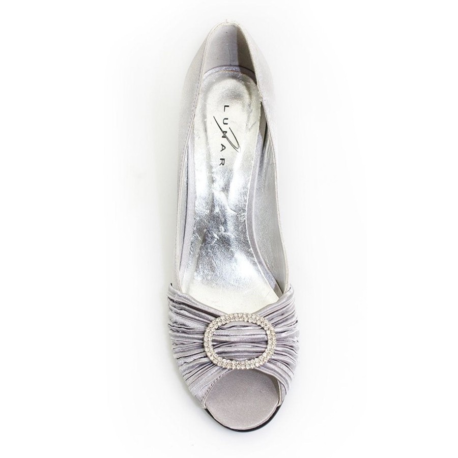 Wedding And Party Wear | Lunar Lunar Sienna Occasion Shoe Light Grey Diamantematching Bag Available