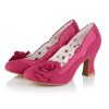 Wedding And Party Wear | Ruby Ruby Shoo Court Shoe Chrissie Fuschia With Lace And Flower Trim