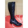 Bioeco Shoes And Matching Bags | Bioeco Bioeco Navy Croc Leather Wide Fit Long Zip Boot 7770-2307