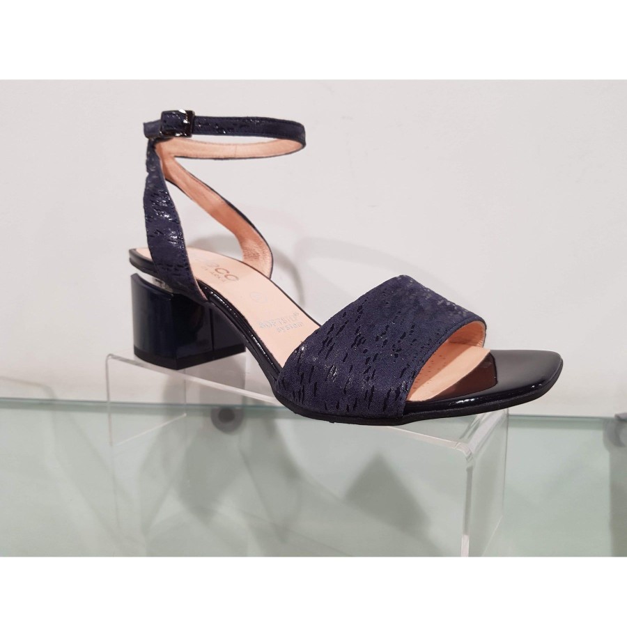 Bioeco Shoes And Matching Bags | Bioeco Bioeco 3942 Navy Block Heel Dress Sandal Matching Bag Available