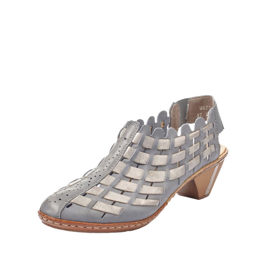 Ladies Styles | Rieker Rieker Ladies Shoe With Sling Back 46778-13 Blue/ Grey